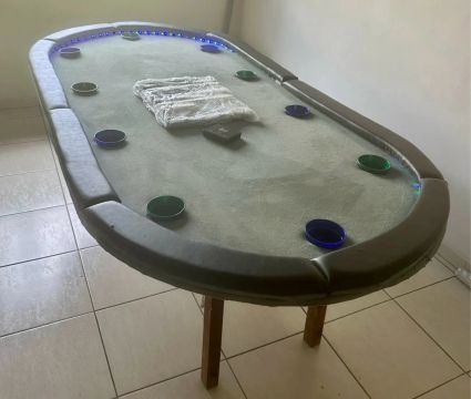 Mesa de Poker com Iluminação LED com 10 porta copos