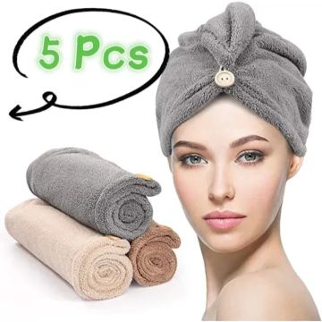 5 Pcs Toalha Mágica Feminina para Secagem Rápida dos Cabelos