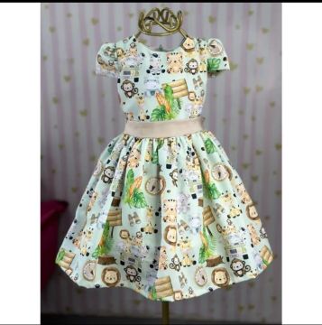Vestido Infantil Safari - Verde - 14 anos