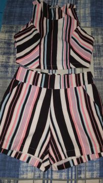 Conjunto cropped listrado - P