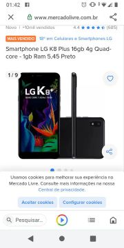 Smartphone LG K8 Plus 16gb 4g Quad-core - 1gb Ram 5,45 Preto