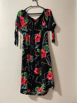 Vestido bata tecido viscose florido