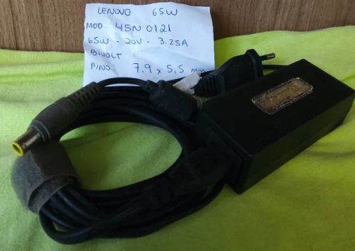 Carregador Fonte Lenovo notebook mod 45N0121 65W 20V 3.25A Bivolt pino 7,9x5,5 mm