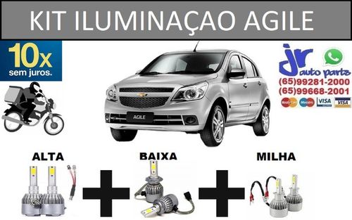 Kit Lampada Ultra LED (Alta/Baixa/Milha) Agile 6000K 12V 24V