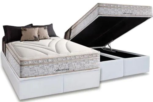 Conjunto: Box com Baú + Colchão American -Herval King 193X203X79