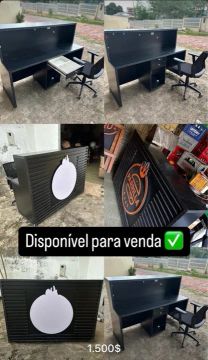 Escrivaninha de Balcão Preta - Nova