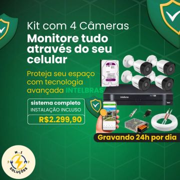 Kit 4 Câmeras Intelbras com HD 1TB - Segurança Completa
