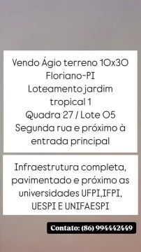 Ágio terreno condomínio jardim tropical 