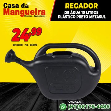 Regador de Água 10 Litros Plástico Preto Metasul