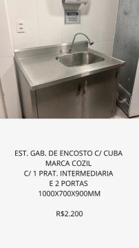 GABINETE PIA COM CUBA MARCA COZIL C/ 1 PRAT. INTERMEDIARIA E 2 PORTAS 1000X700X900M