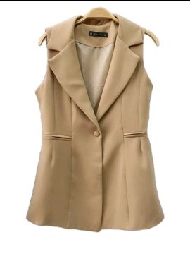 Colete feminino bege, tamanho G