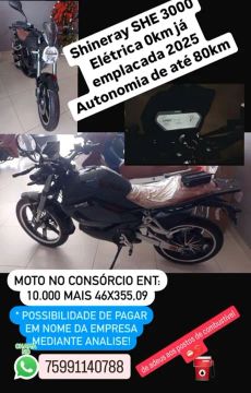 SHINERAY SHE-S 3000 ELETRICA 0 KM JÁ EMPLACADA 2025 (NO CONSORCIO)