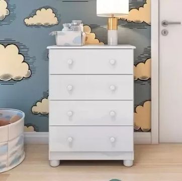 Cômoda Infantil 4 Gavetas Branco tt54