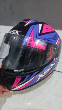 Capacete ASX Draken Vector Rosa Roxo Azul Preto