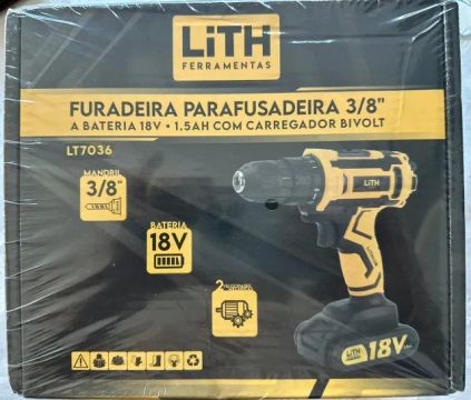 Parafusadeira Furadeira Profissional de 18V 3/8 Pol a Bateria Li-Ion Carregador Bivolt