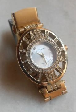 Relógio Lince Feminino - Dourado com Strass - usado em excelente estado