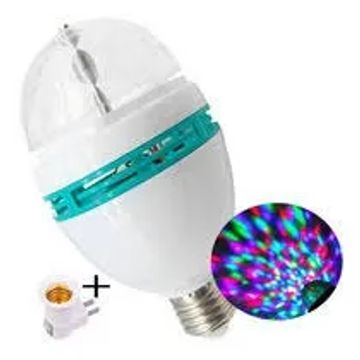 Lâmpada Giratória Colorida Led Bola Maluca Rgb + Adaptador Tomada para Festas Baladas