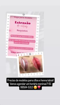 Modelo para Extensão de Cílios e Henna Labial