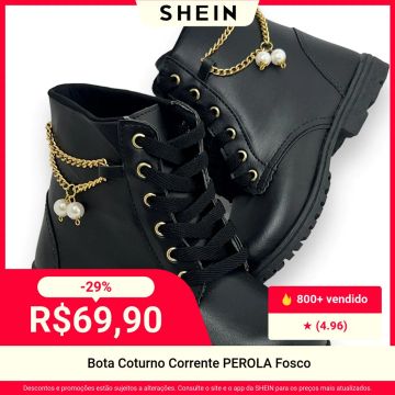 Bota Coturno Corrente Perola Fosco - SHEIN