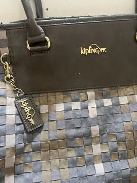 Bolsa Kipling verde e Cinza