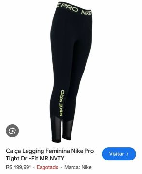 Calça Legging Feminina Nike Pro Tight Dri-Fit MR NVTY