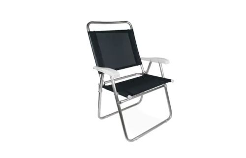 Cadeira Master Plus Alumínio Piscina Camping, Maior Conforto Horizontal, Encosto Alto