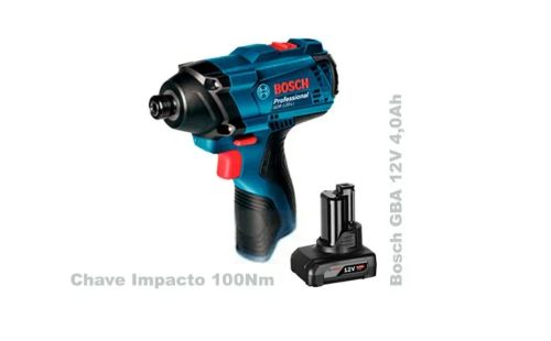 Parafusadeira Chave Impacto 100Nm GDR  120-LI Bosch, Baterias GBA 4.0 Ah 12V 