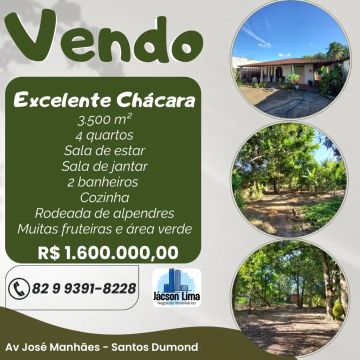 Chácara 3500 m² com 4 quartos em Av. José Manhães - Santos Dumond