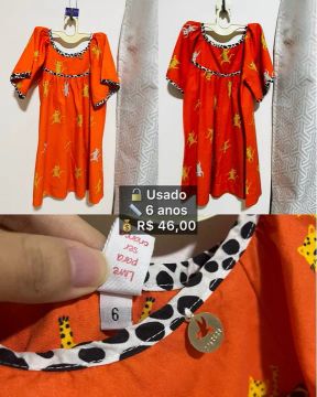 Vestido Infantil Laranja 6 anos