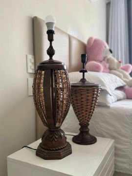 Par de Abajures em Bambu - Decoração Rústica