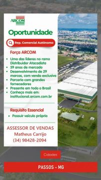 CONTRATA-SE REPRESENTANTE COMERCIAL AUTÔNOMO.