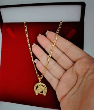 KIT CORRENTE PINGENTE MASCULINA BANHADO A OURO 