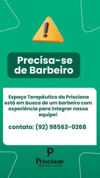 Preciso de profissionais na área de Barbearia e Manicure.
