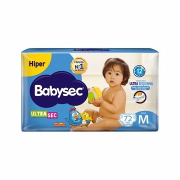 Fraldas Babysec Hiper Ultra Sec M 72 unidades