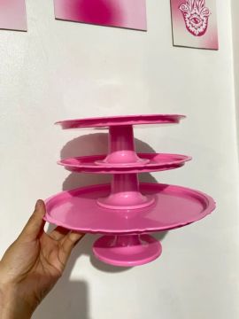Suporte para Bolo de 3 Andares - Rosa