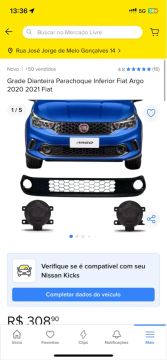 Grade Dianteira Parachoque Inferior Fiat Argo 2020 2021 Fiat
