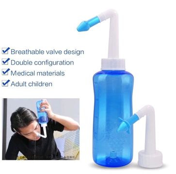 Garrafa de lavagem Nasal, limpador Adulto e Criança Alívio Rápido 300ML com Dois bico