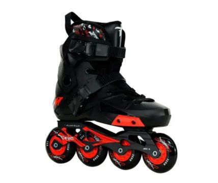 Patins Freestyle Traxart Revolt Preto com Rodas Pretas - 80mm ABEC-9 