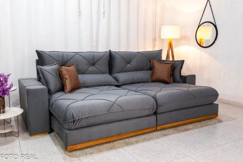 Sofá Retrátil Reclinável 2.90m Bello D33 e Molas Ensacadas rf54