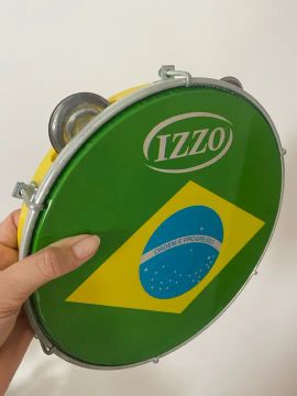 Pandeiro 10" Izzo Pele Prismática Bandeira do Brasil em ABS Corpo Amarelo