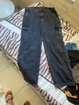 Calça Baggy Cargo Jeans Preta