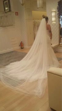 Vestido de noiva, de grife Véu e sapato