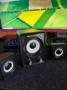 Som 2.1 com subwoofer para pc/notebook