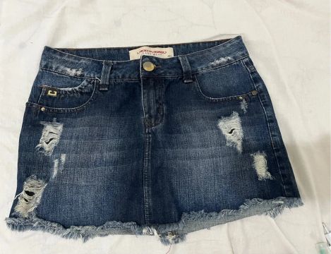 Saia Jeans Mini Destroyed - Tamanho 40