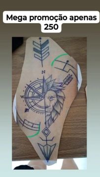 Tattoo de leão e bússola