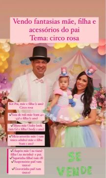 Fantasias Circo Rosa - Mãe, Filha e Pai