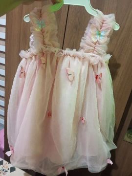 Vestido de tule com borboletas para bebê de 1 ano 