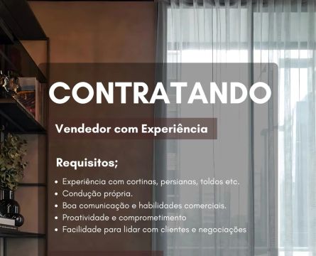 Vaga VENDEDOR cortinas e persianas 