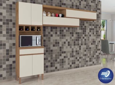 Armário para Cozinha Moderno 6 Portas 1 Gaveta 