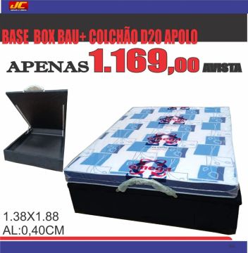 Base Box Bau + Colchão D20 Apolo - R$ 1.169,00